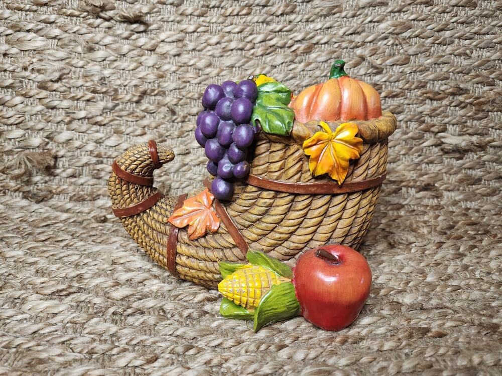 Cornucopia Horn Of Plenty Planter Fall Thanksgiving Tabletop Decor Centerpiece